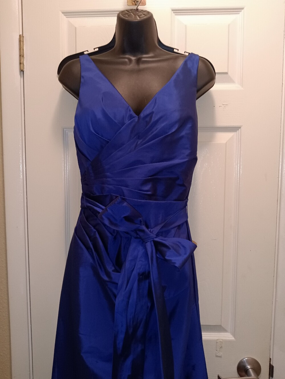 NWT Kennedy Blue Elegant Royal Blue V-Neck Evening Dress with Waist Tie